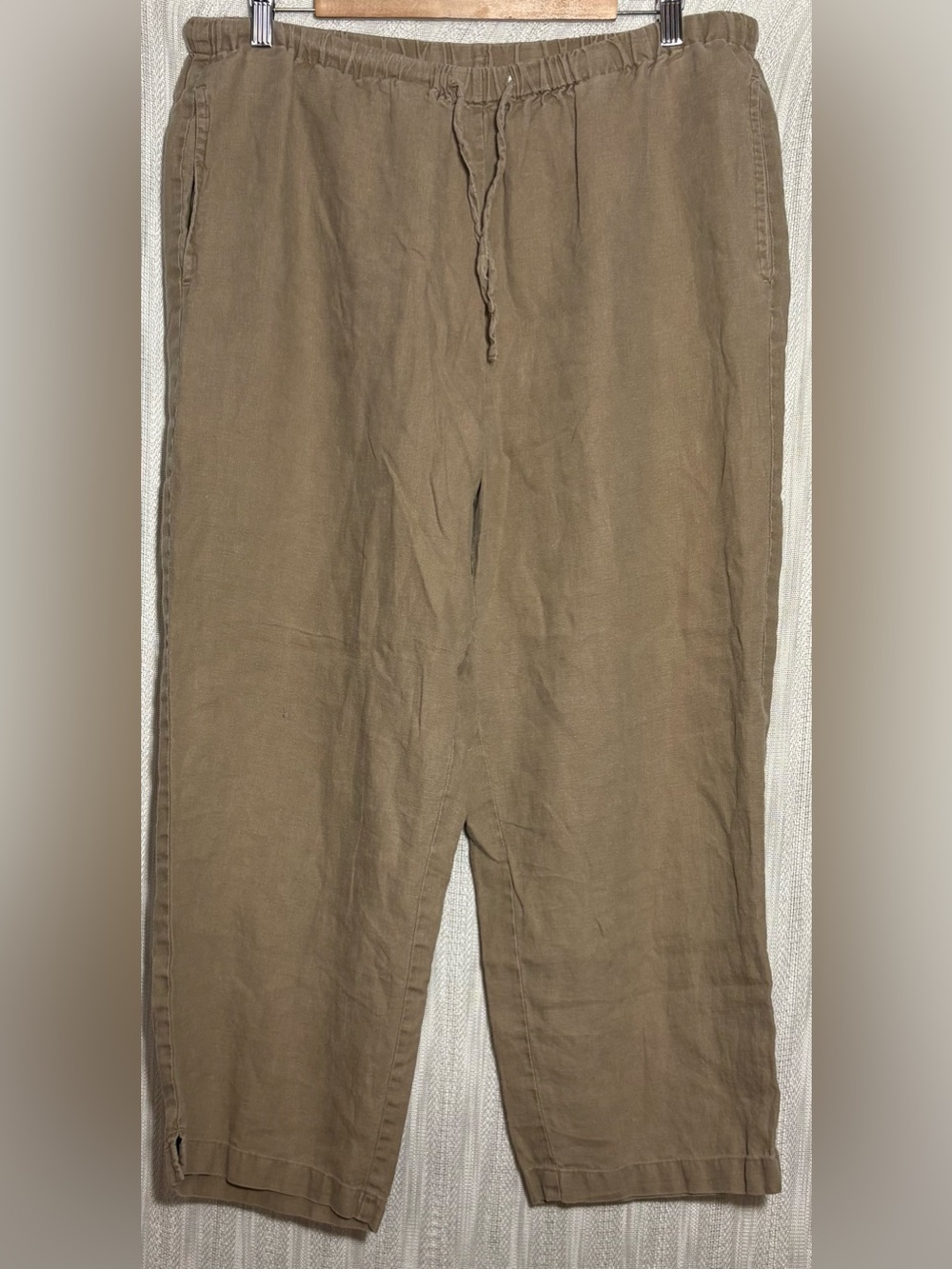 90s Orvis Womens Medium Gauzy Linen Pull On Cropped Ankle Pants Lagenlook